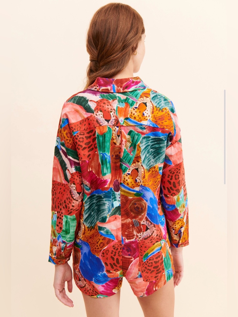 Farm Rio Animal Collage Linen Romper - Picture 2 of 3